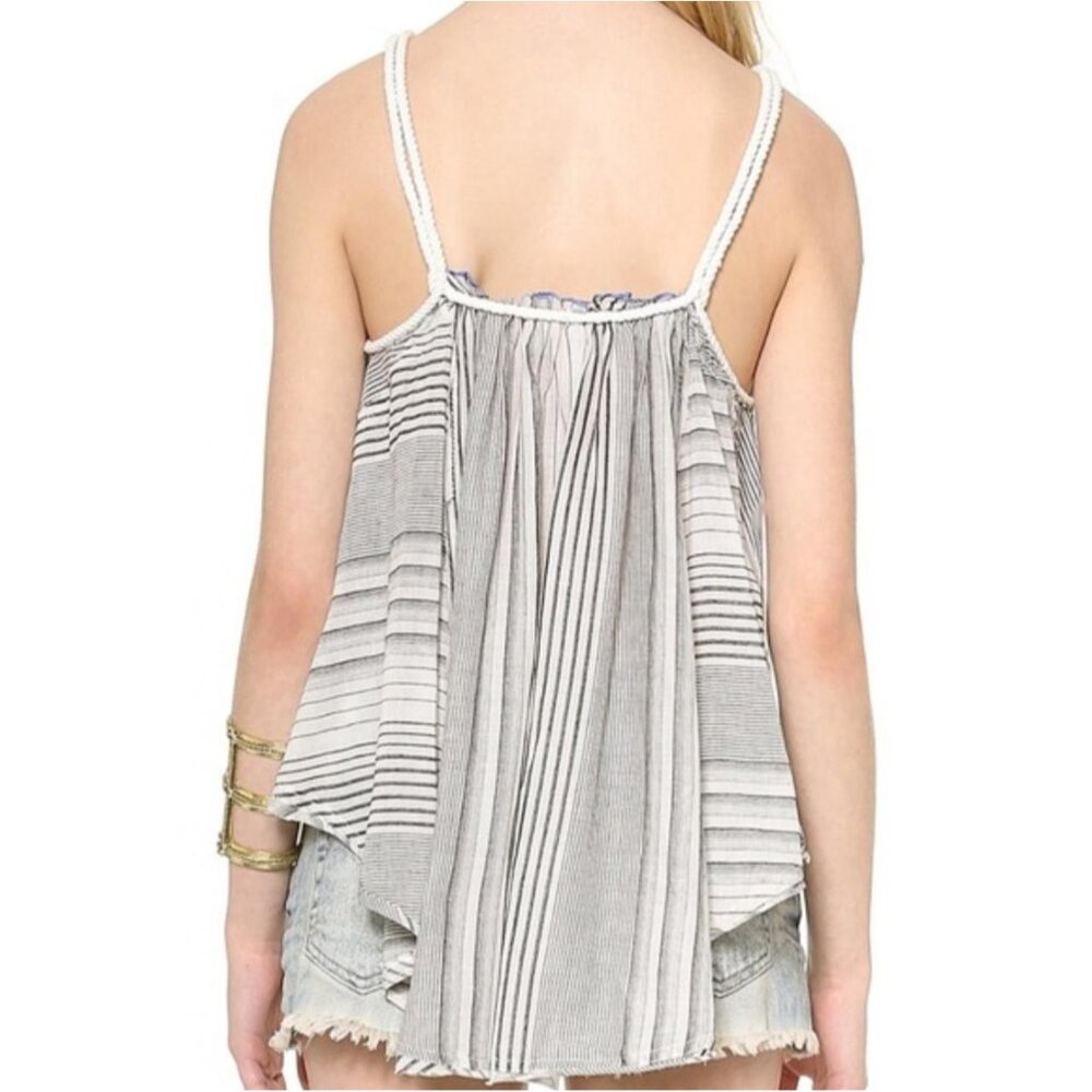 NWT Free People Striped Crochet Trim Sleeveless Top | Coastal Grandma Boho Indie - Picture 7 of 16